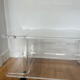 David Lange rolling side table in Plexiglas