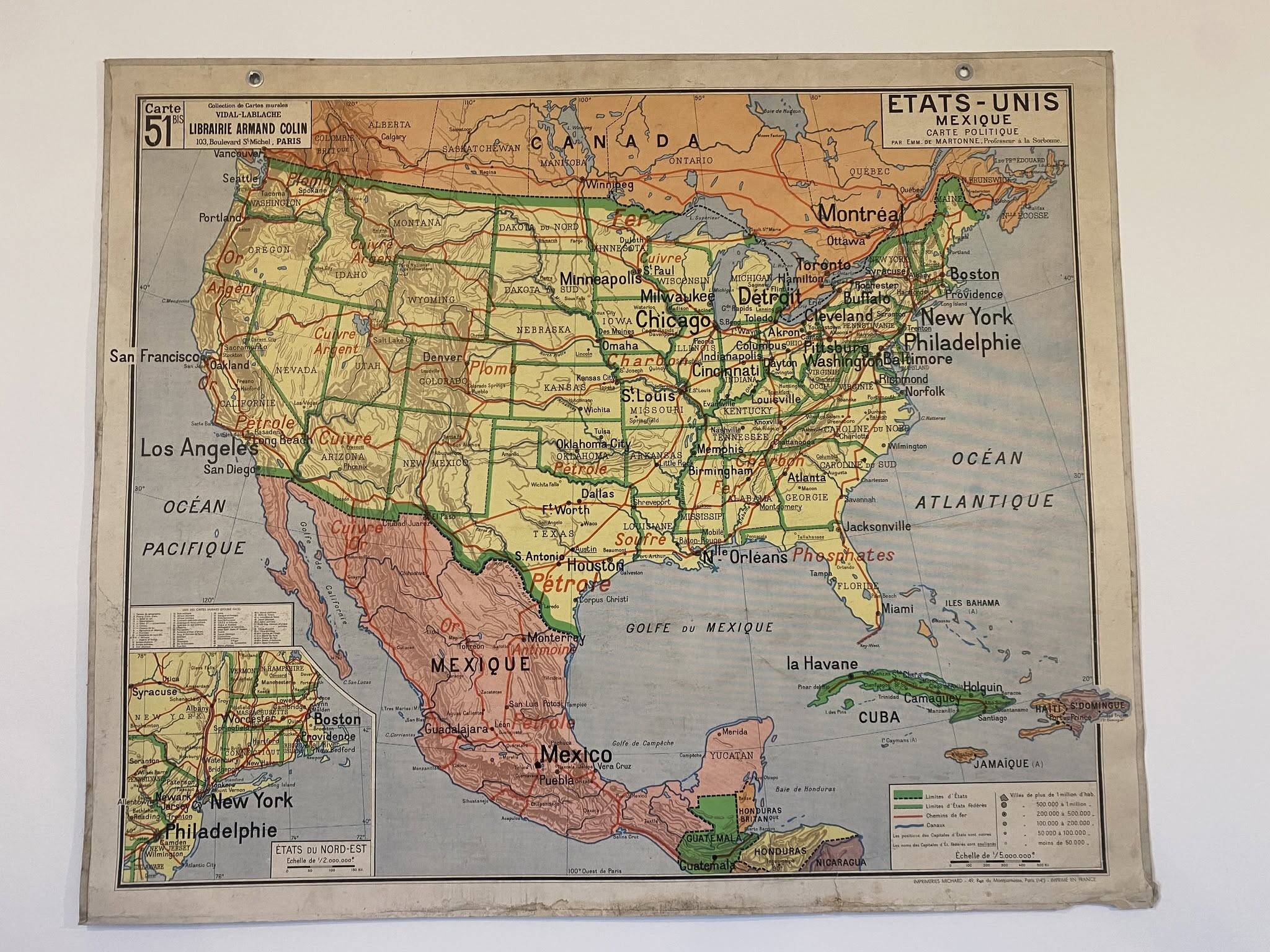 Carte géographique États Unis Mexique