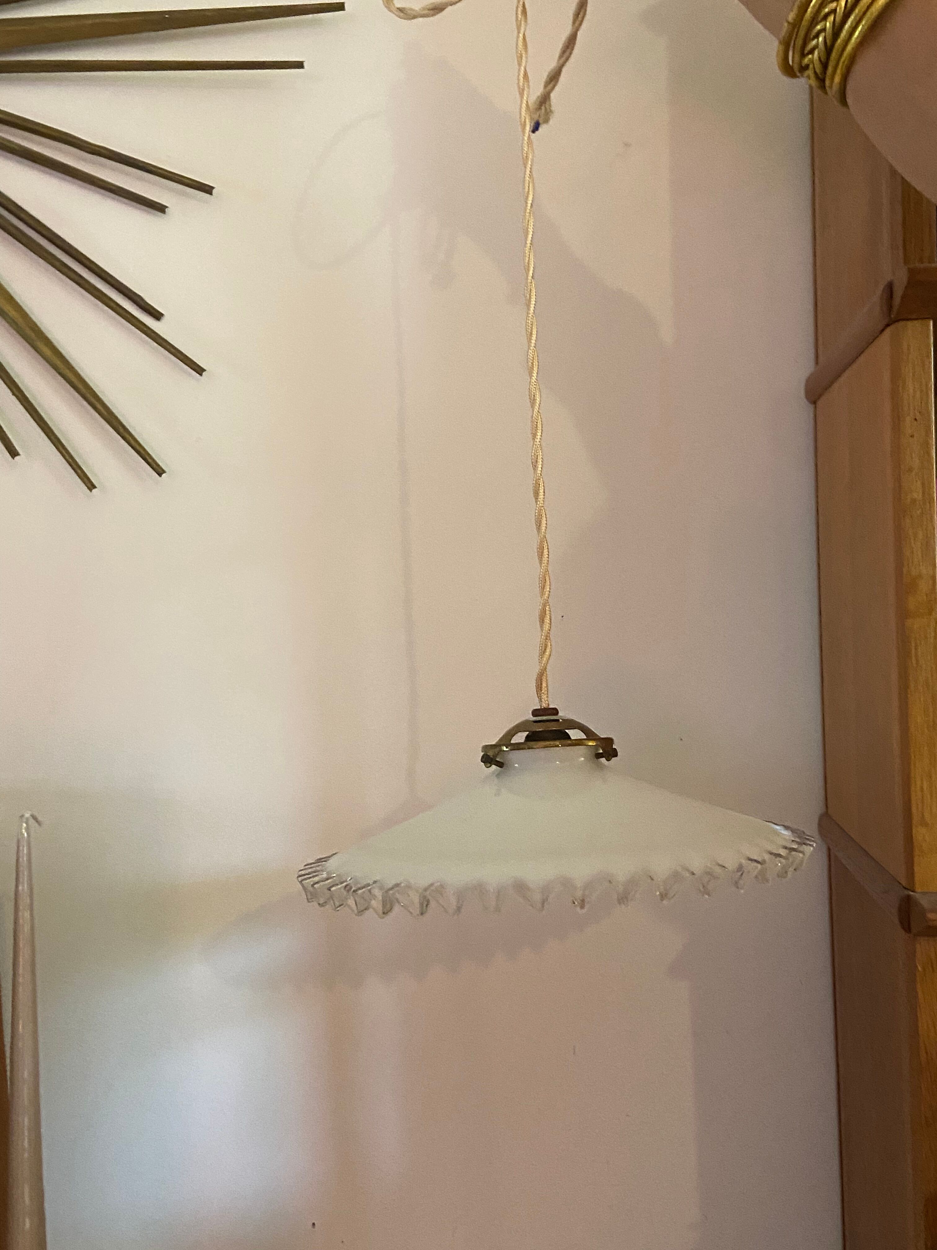 Vintage opaline hanging lamp