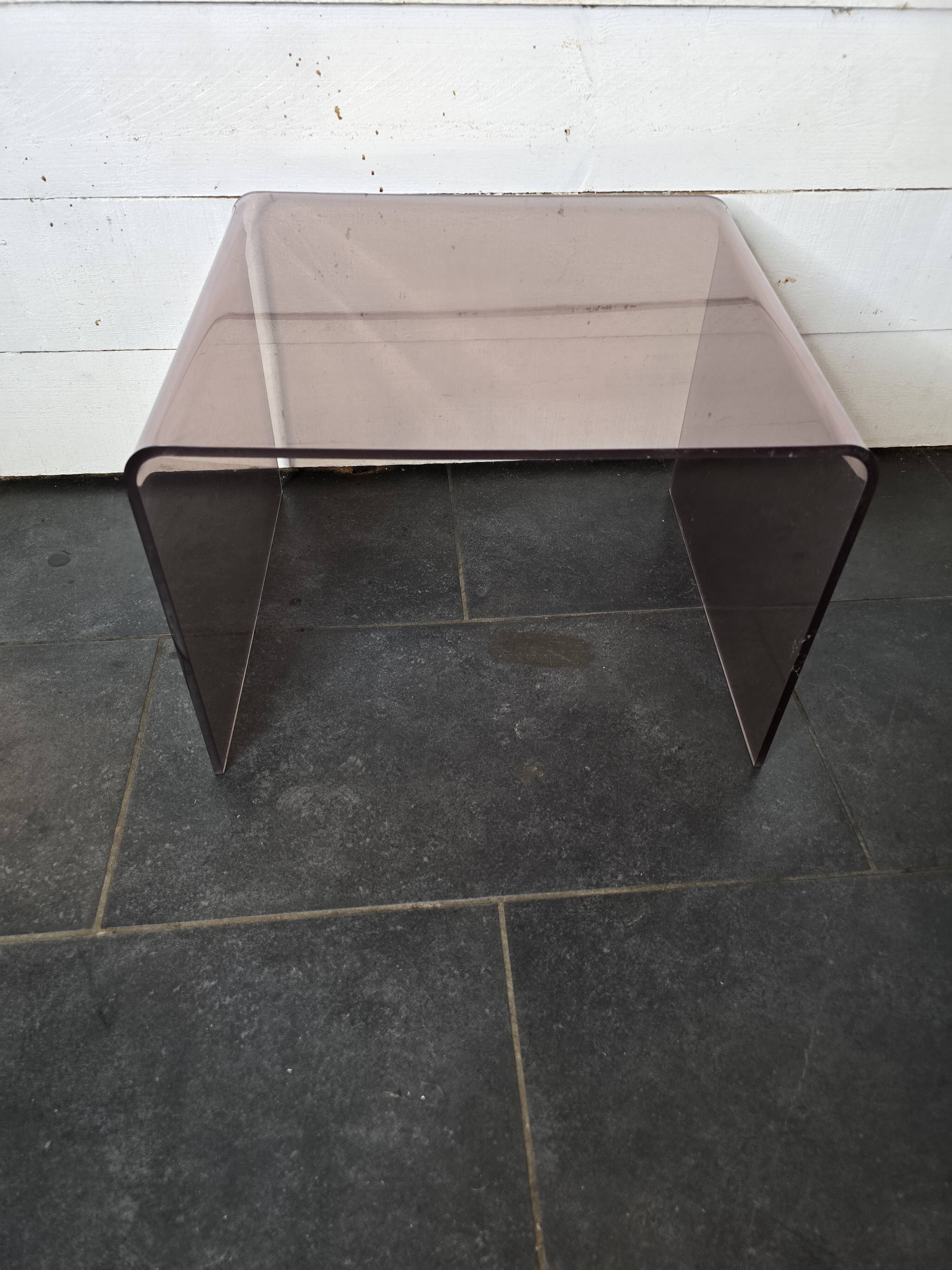Smoked plexiglass side table from the 70s