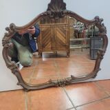Miroir style Louis XV en chêne patiné doré 79×70cm