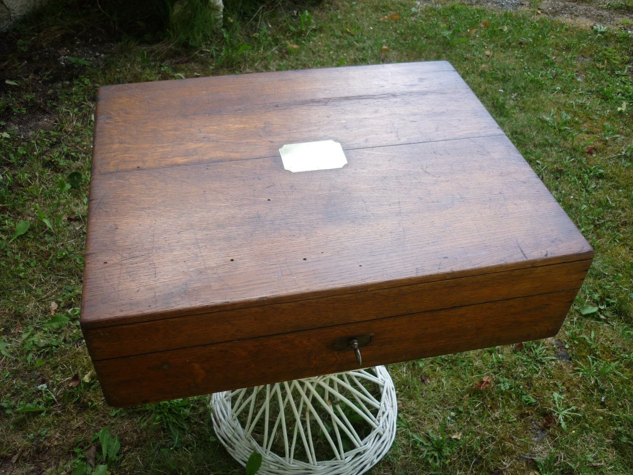 Trunk wooden chest "Odiot Goldsmith in Paris" XIX century