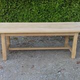 Solid oak farm table 2 extension cords raw wood