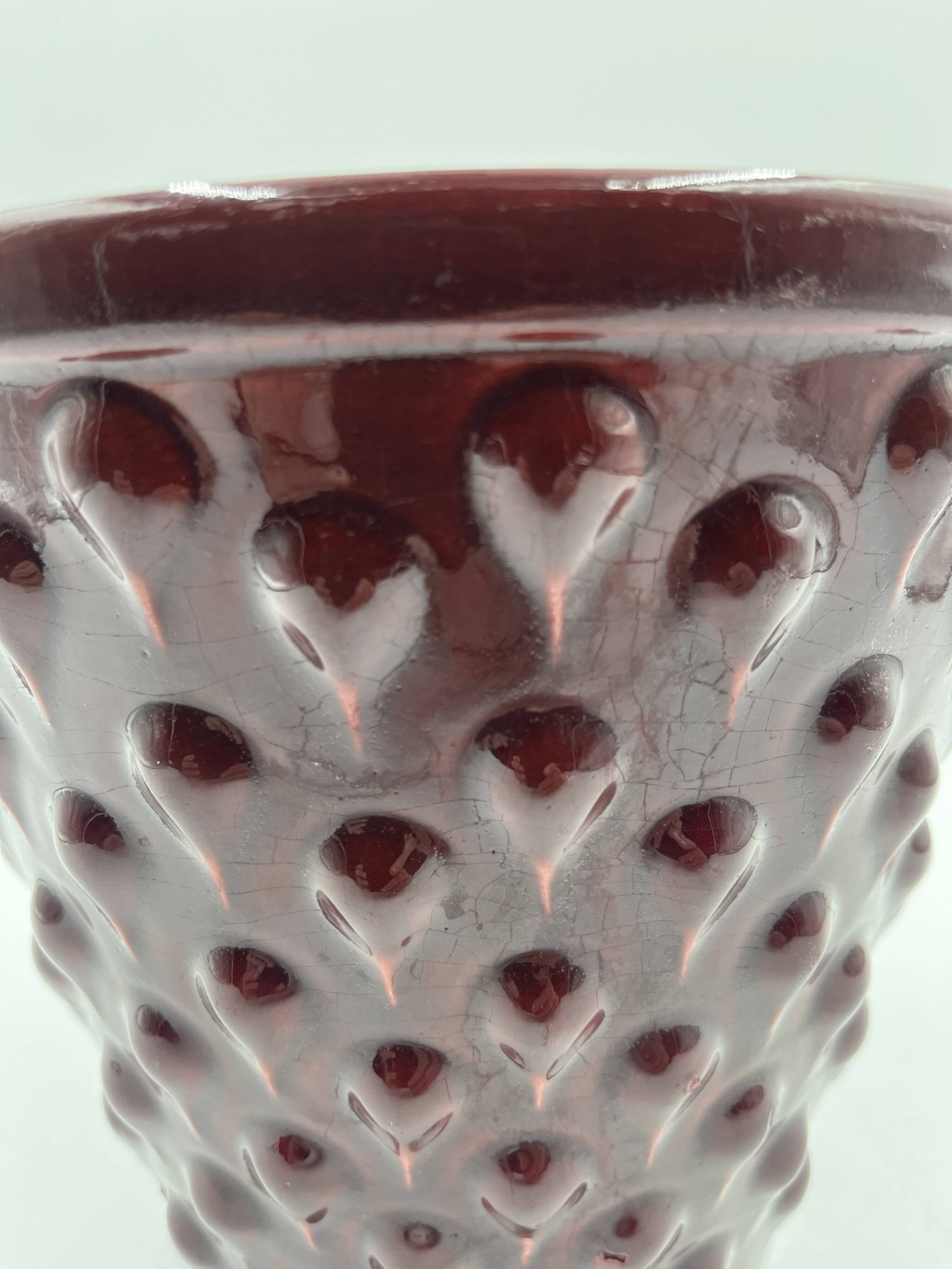 Burgundy ceramic planter