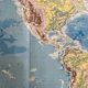 Old physical map of the New World — Pacific Ocean, Americas