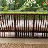 3-seater canapé MAUGRION – Rattan, leather ties – Vintage