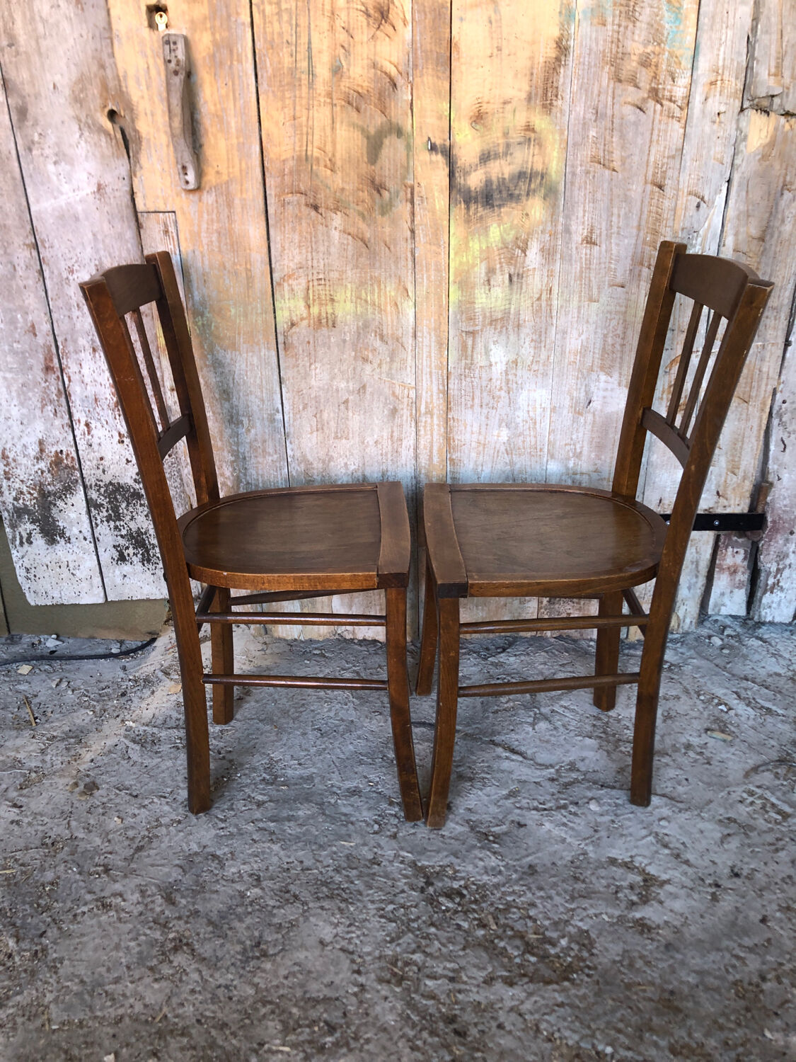Pair of wooden bistrot chairs vintage