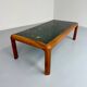 Ancienne table basse en bois et pierre fossil design Heinz Lilienthal 1980