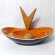 old ceramic and asymmetrical wood pipe ashtray