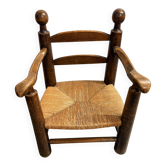 Rustic straw chair in solid oak – Country style