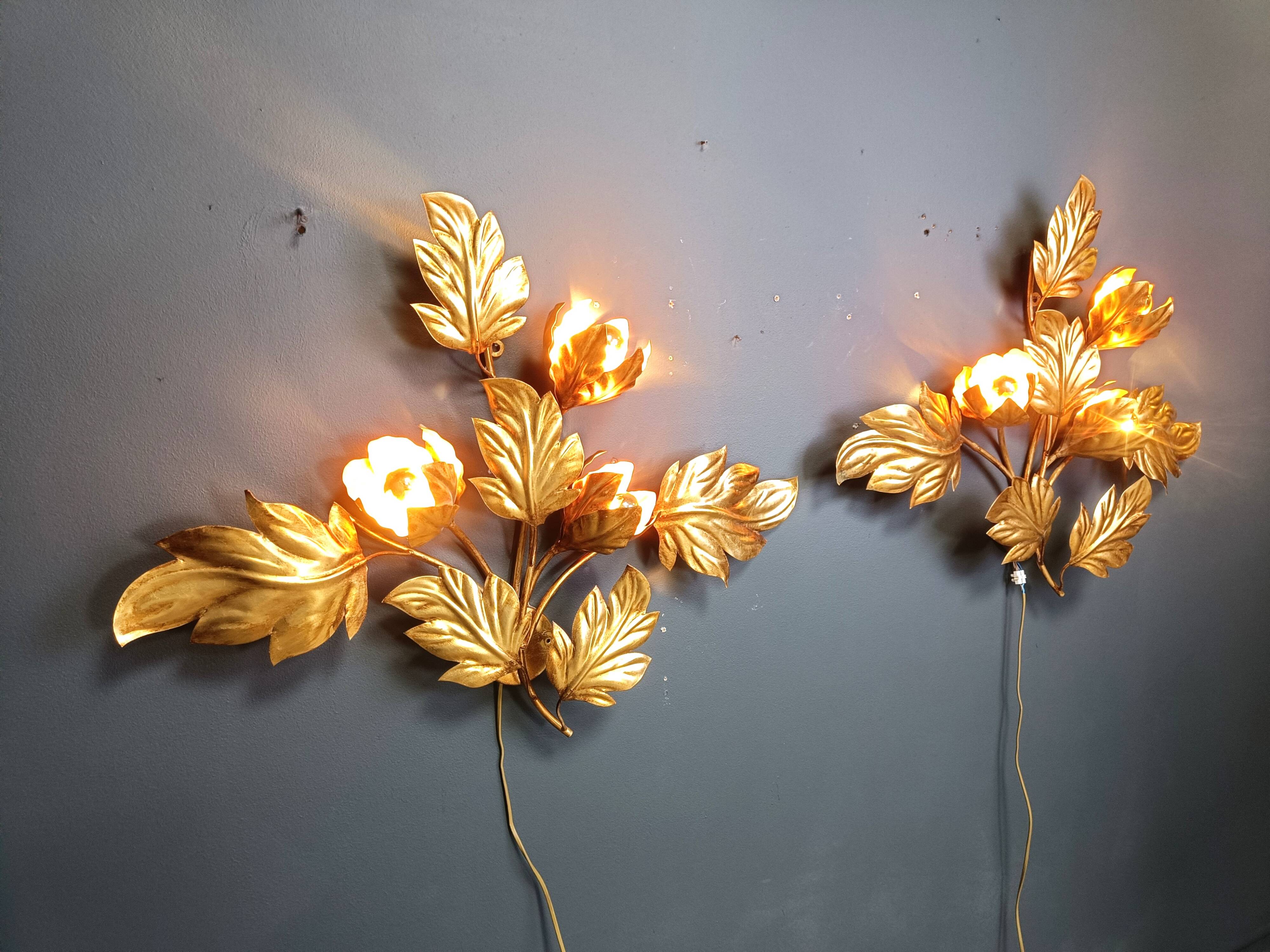 Pair of Vintage leaf wall lights by Hans Kögl, 1970s