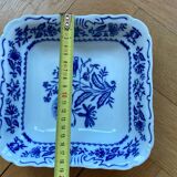 Square blue and white Czech porcelain salad bowl