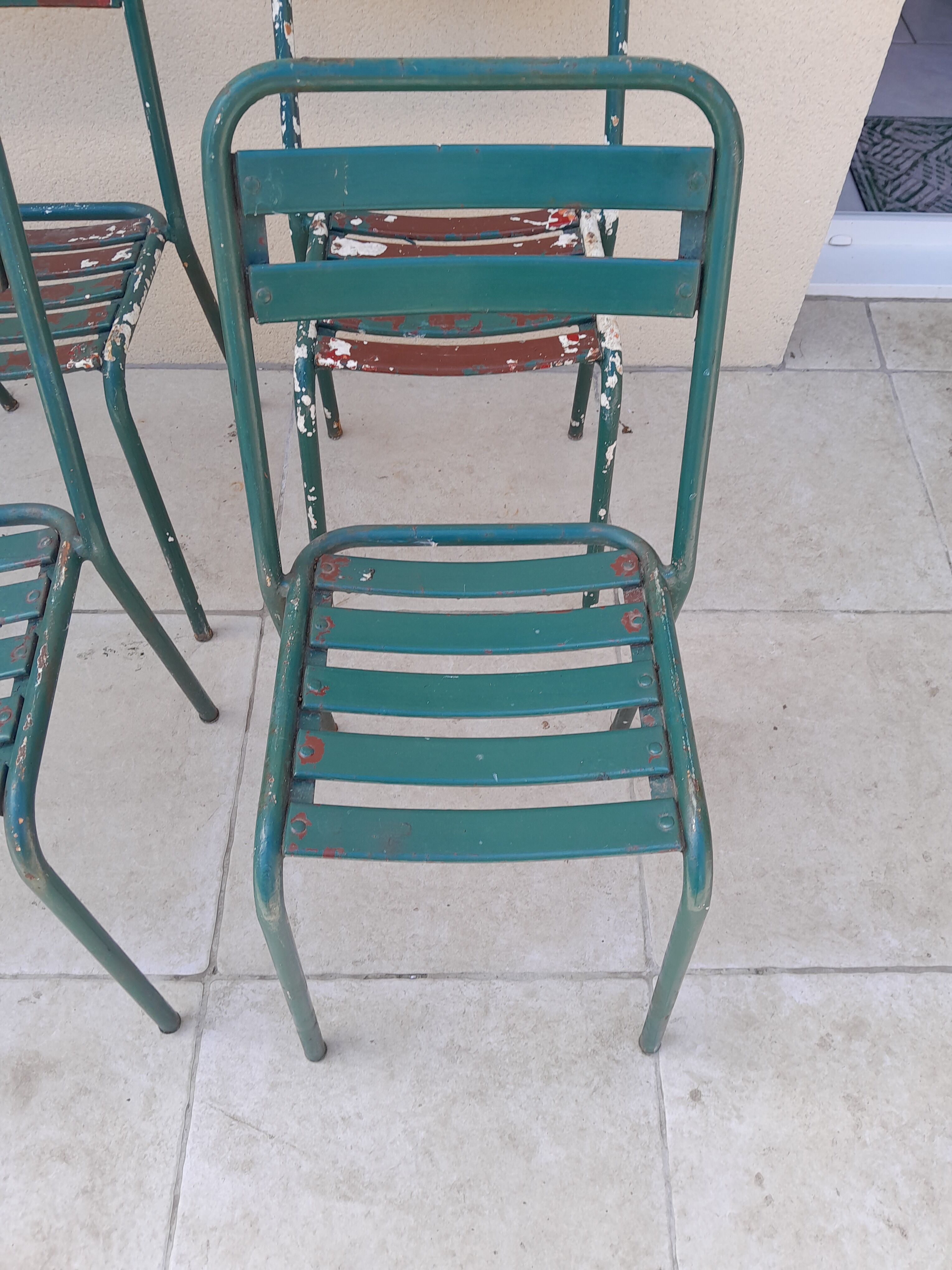 4 chaises bistrot Tolix fer
