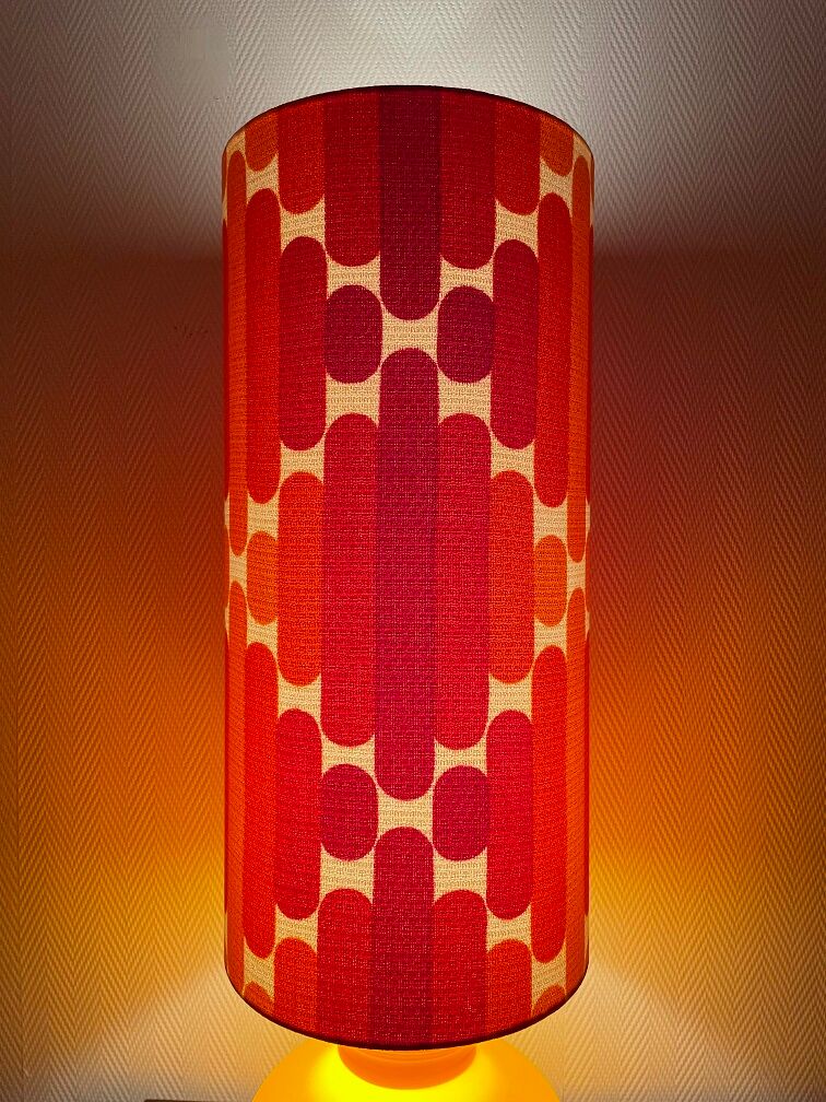 Camaieu table lamp - orange opaline and vintage fabric