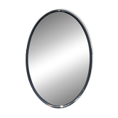 Miroir ovale chromé de style art déco. Vers 1970