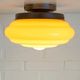 Antique Glass Ceiling Light, 100 Year Old Hand Blown Art Deco Sconce
