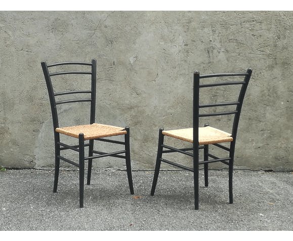 Paire de chaises Cassina en bois années 60
