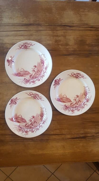 Set of 3 plates in iron earth jules vieillard model trianon