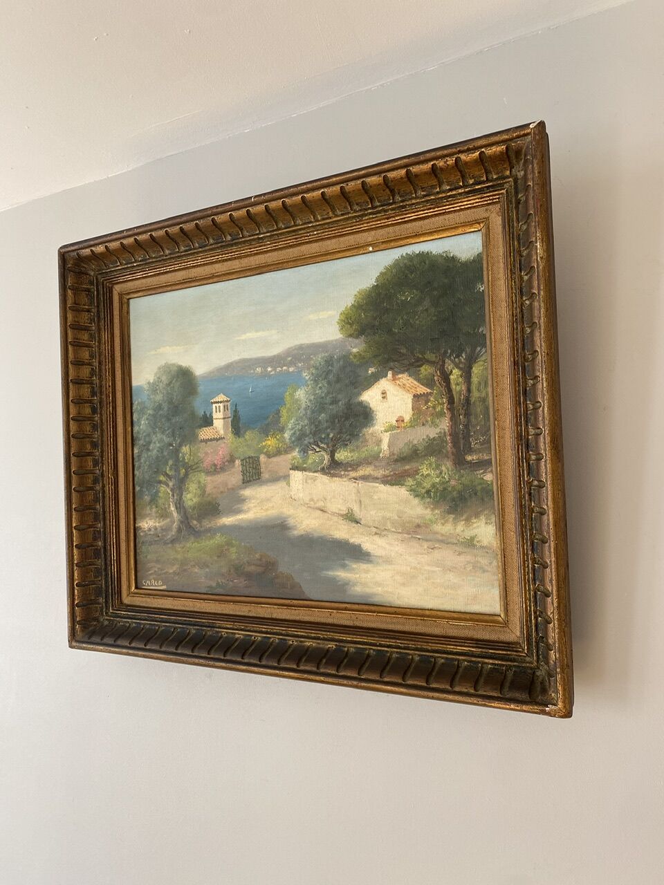 Tableau ancien, paysage provençal, signé, XXe siècle