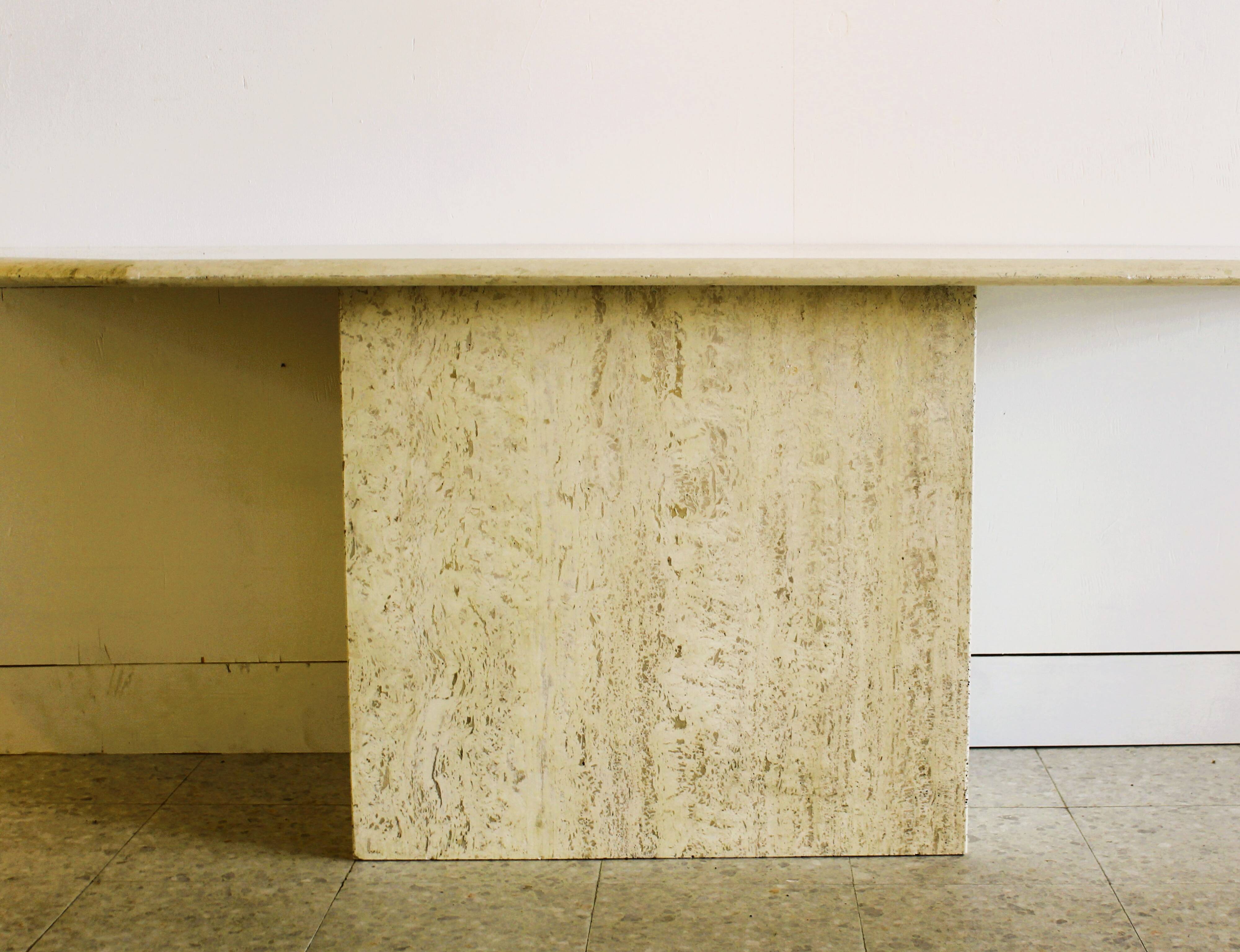 Very large travertine console, Italy, 1970s.