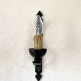 Wrought iron wall light, fabric cable