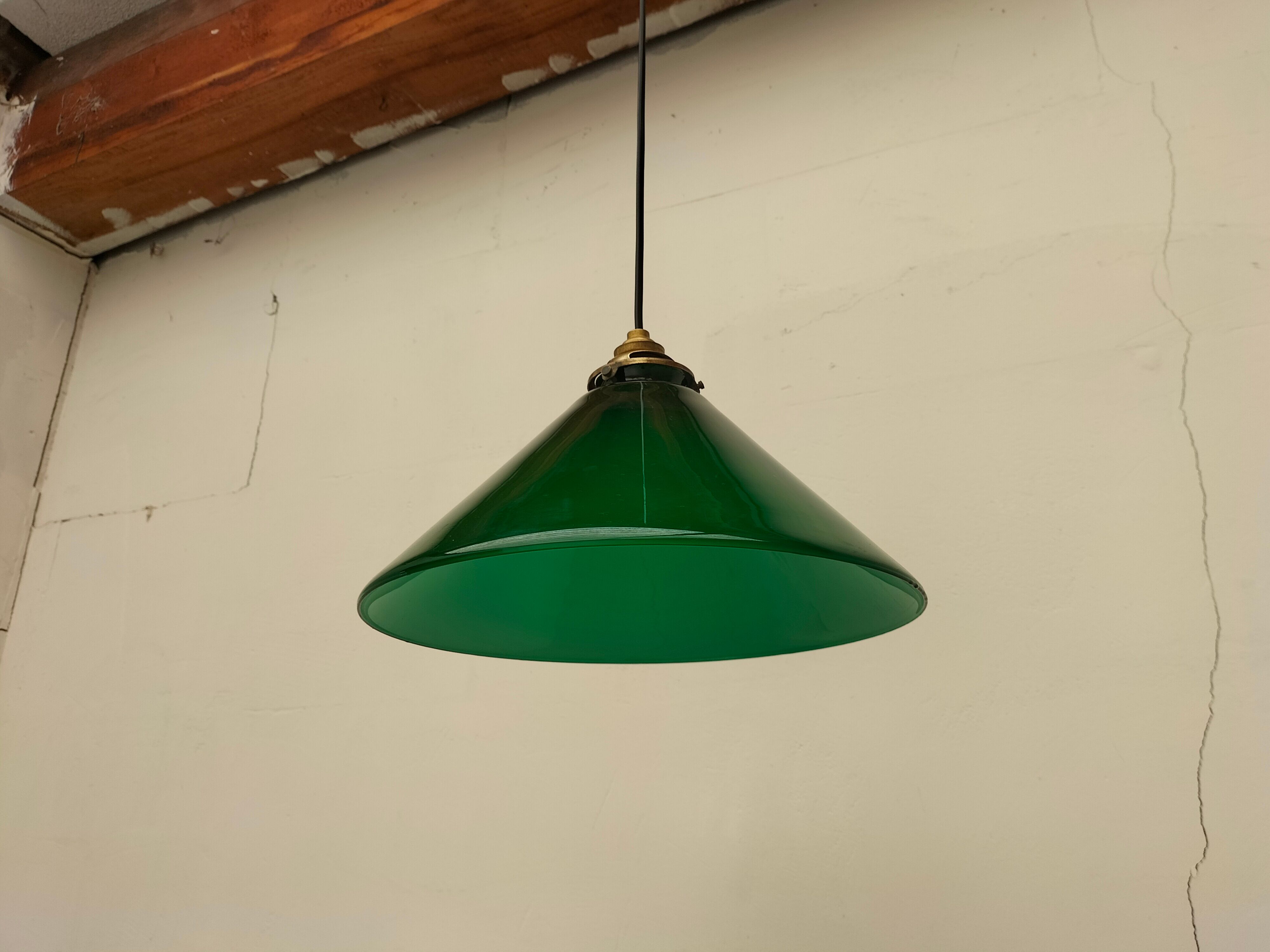 Old green opaline lamp
