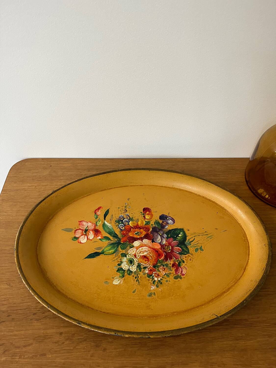 Old painted sheet metal tray