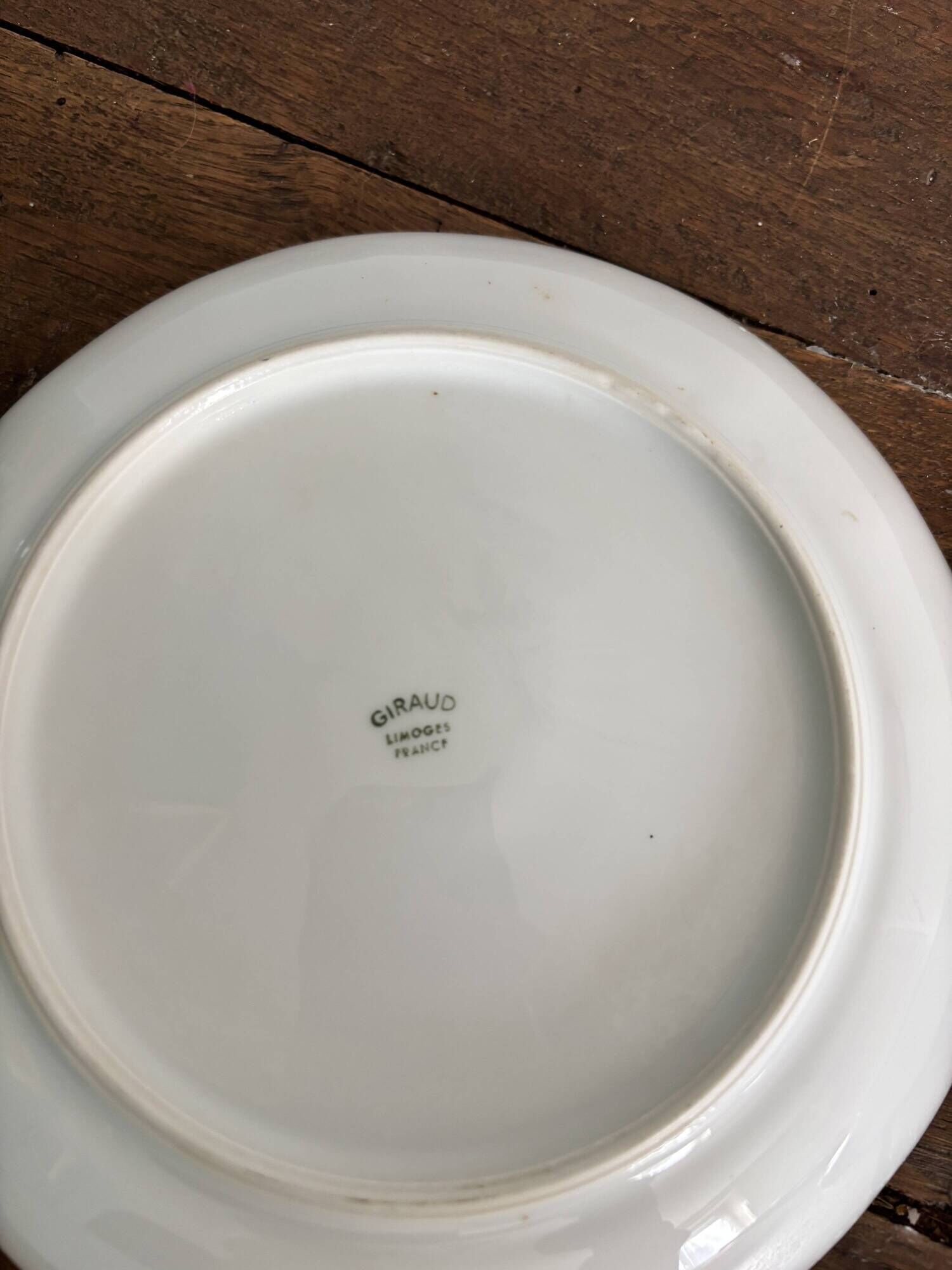 Set of 4 white porcelain deep plates – Giraud Limoges – 21.5