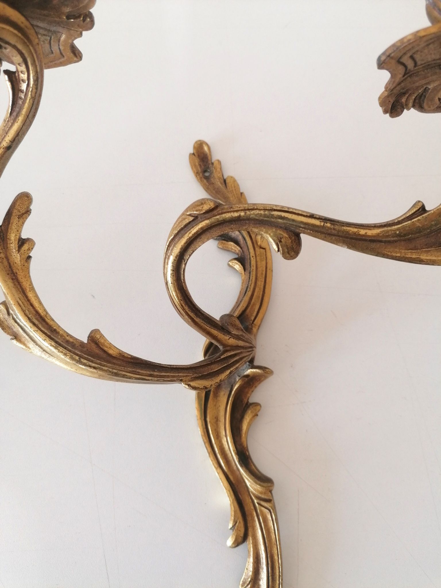 Pair of bronze wall appliques, Louis XV, signed RR
