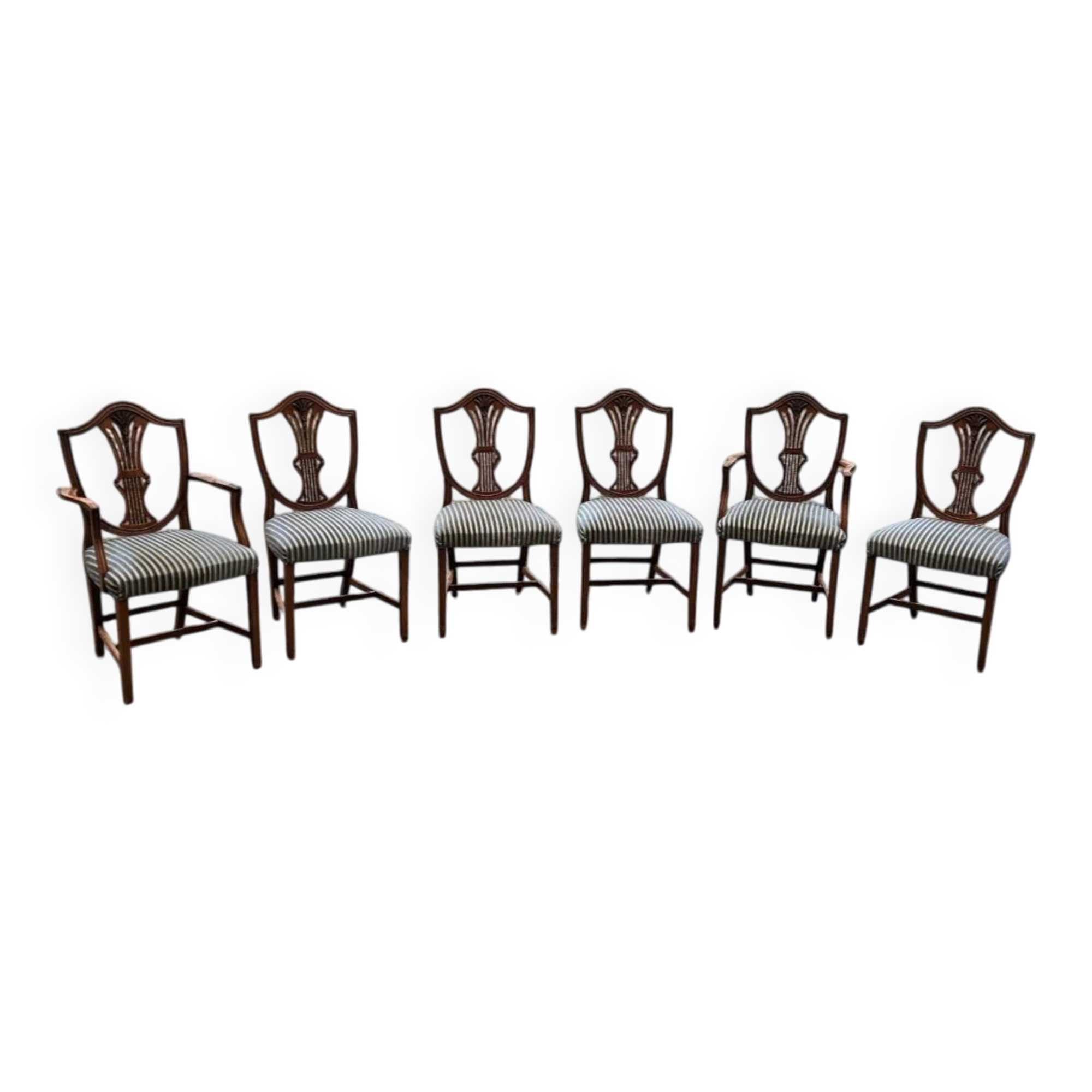 6 x English mahogany Hepplewhite chairs / 1920s