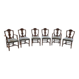 6 x English mahogany Hepplewhite chairs / 1920s