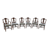 6 x English mahogany Hepplewhite chairs / 1920s