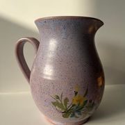 Vintage purple carafe with field flower patterns H:20cm