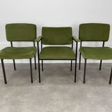 3 chairs 50s metal and green velvet ideal vintage style desk
