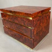 Bedside of Jean-Claude Mahey in elm magnifying glass and brass circa 1970
