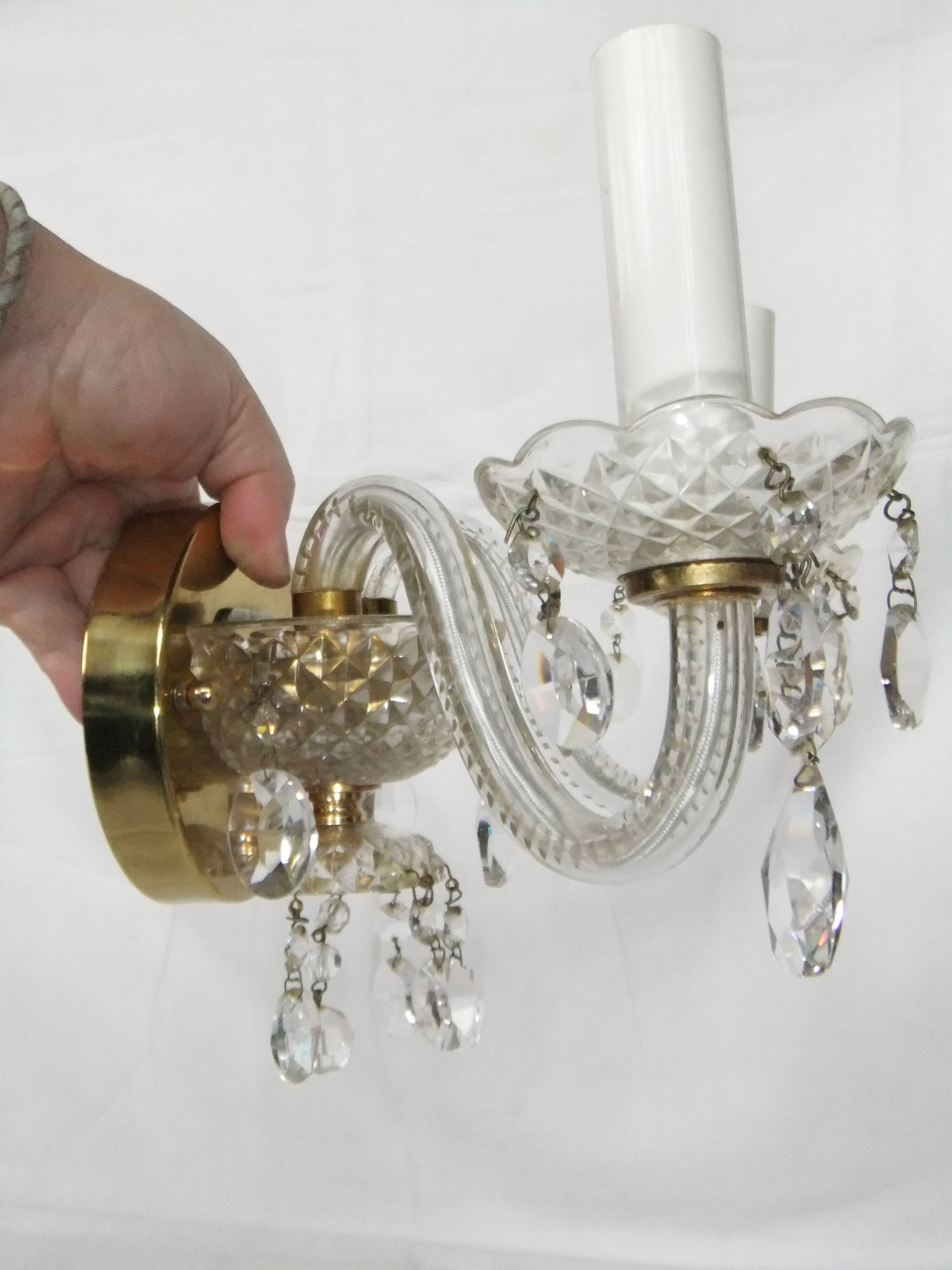 Murano diamond point glass wall lamp with pendant