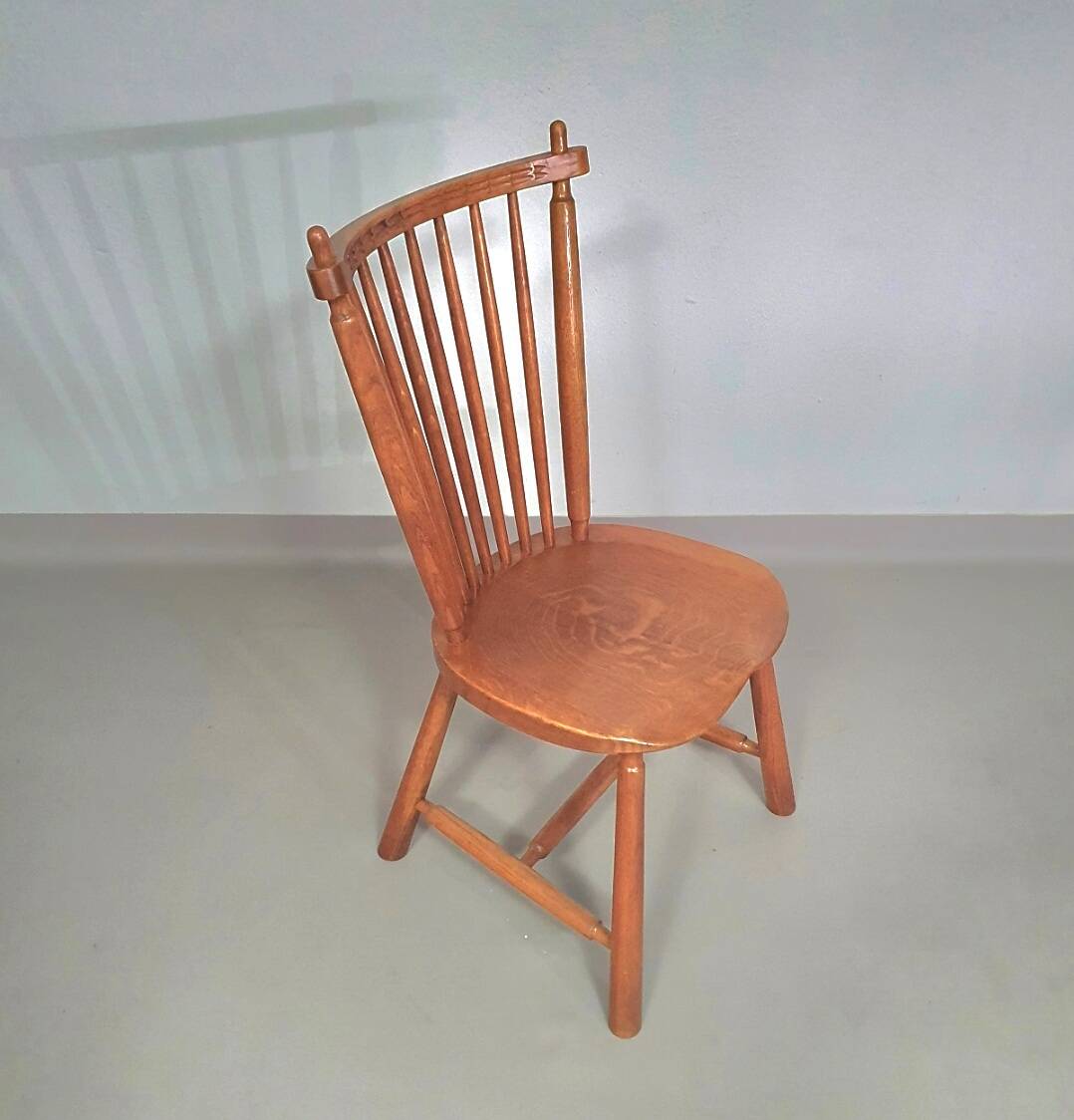 Lot de 6 chaises de salle à manger à dossier fuselé De Ster Geldermalsen en chêne massif, 1960