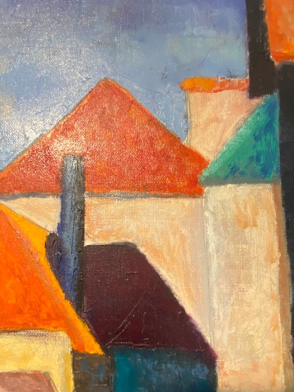 Old painting, cityscape signed and dated 79