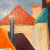 Old painting, cityscape signed and dated 79