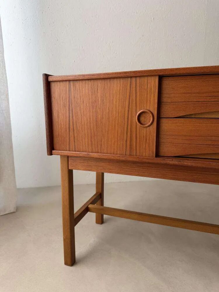 Scandinavian teak sideboard 1960s compact Danish design cabinet