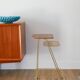 Small brass side table with a teak top, 1960.