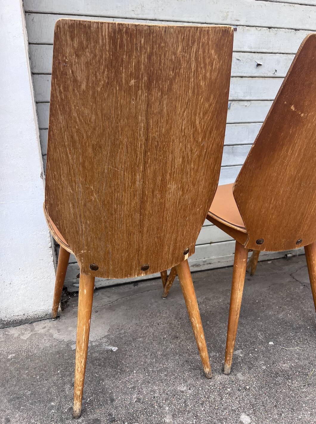 (Lot) 5 chaises vintage bois attribuées à Baumann (à restaurer)