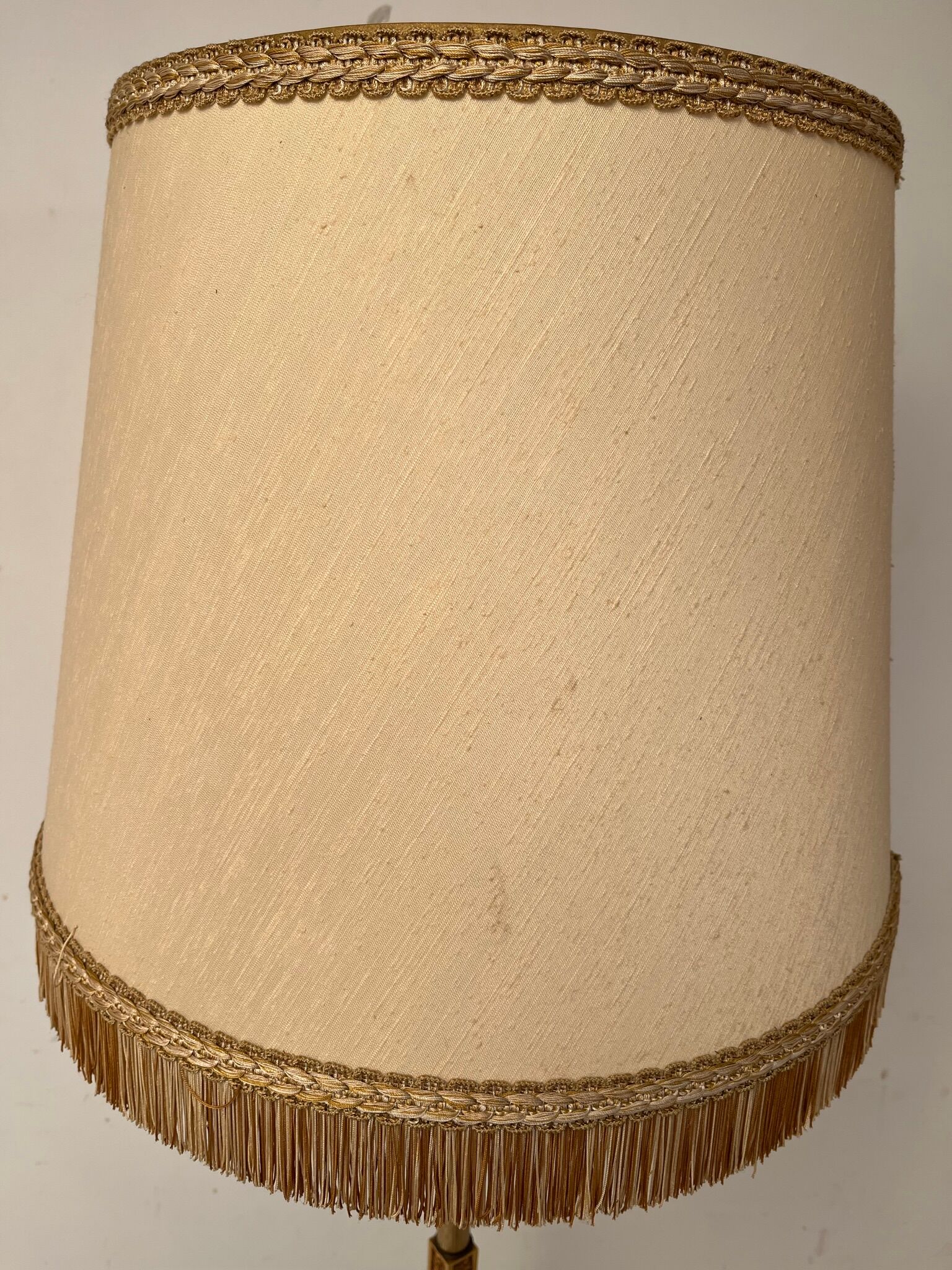 Vintage gilded brass tripod floor lamp