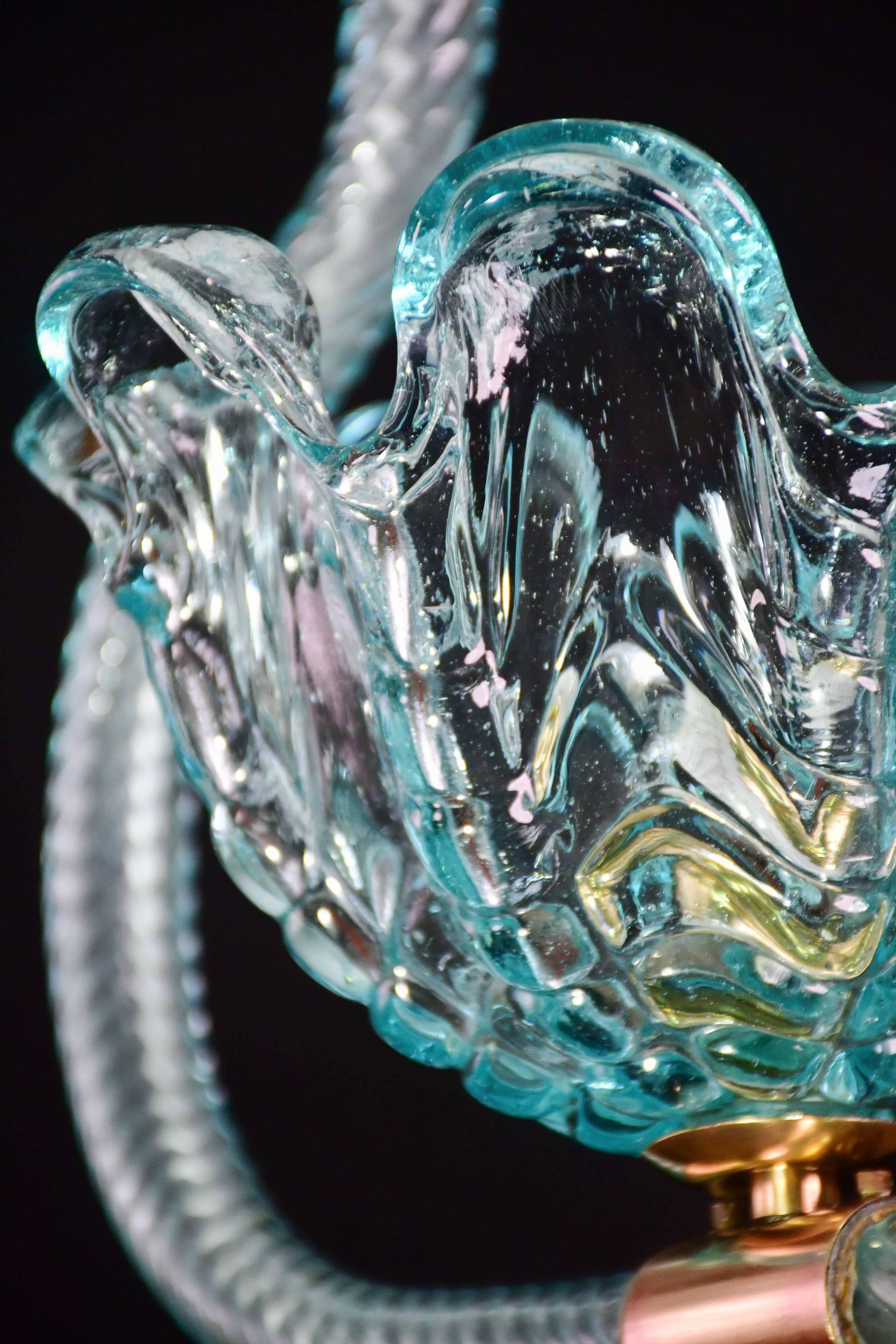 Blu acquamarine Murano glass chandelier by Barovier e Toso, 1940s