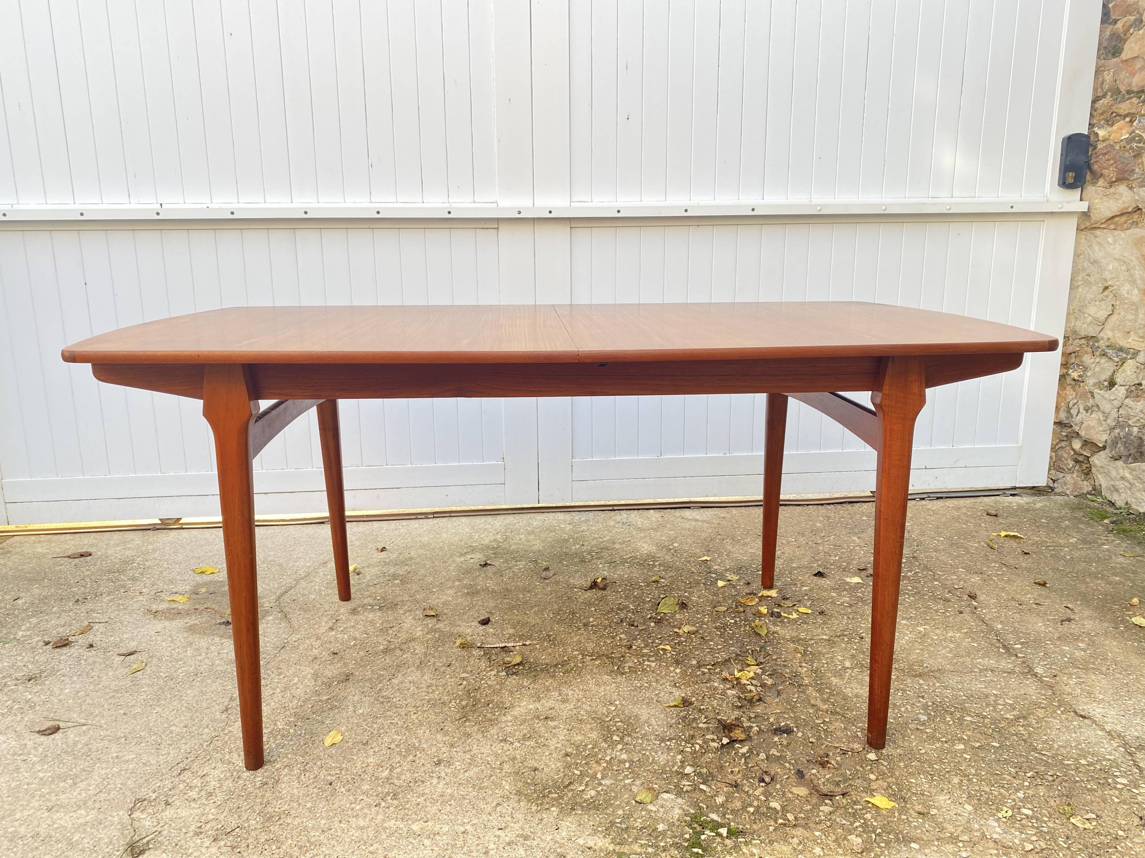 Extendable table 2 Scandinavian teak extensions 165/207/249 x 91cm vintage an60