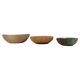 Set of three unique farmhouse bowls from 19th-century Swedish folk art.