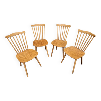 Ensemble de 4 chaises Baumann en bois, 1950-60
