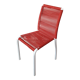 Vintage children's chair in white matel (some splinters of paint) with red scoubidou rope year 70