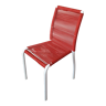 chaise enfant vintage en matel blanc (quelques eclats de peinture) a corde scoubidou rouge année 70
