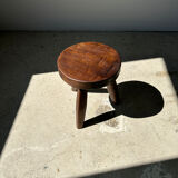 Brown solid wood stool flat circular seat